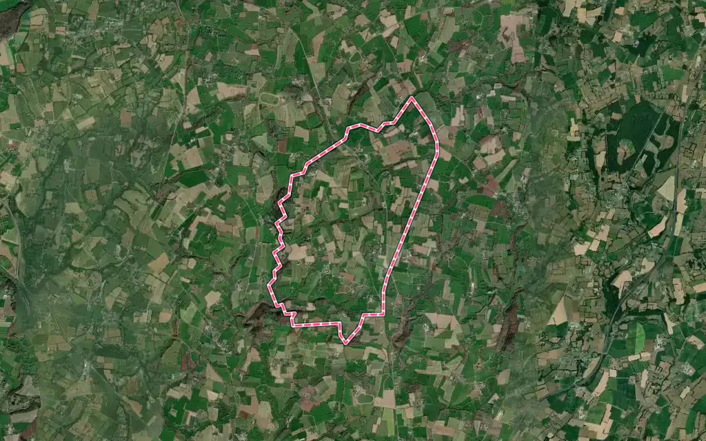 Vue satellite de Subligny avec ses contours administratifs
