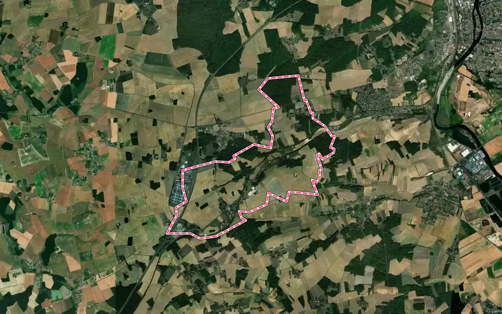 Vue satellite de Subligny avec ses contours administratifs