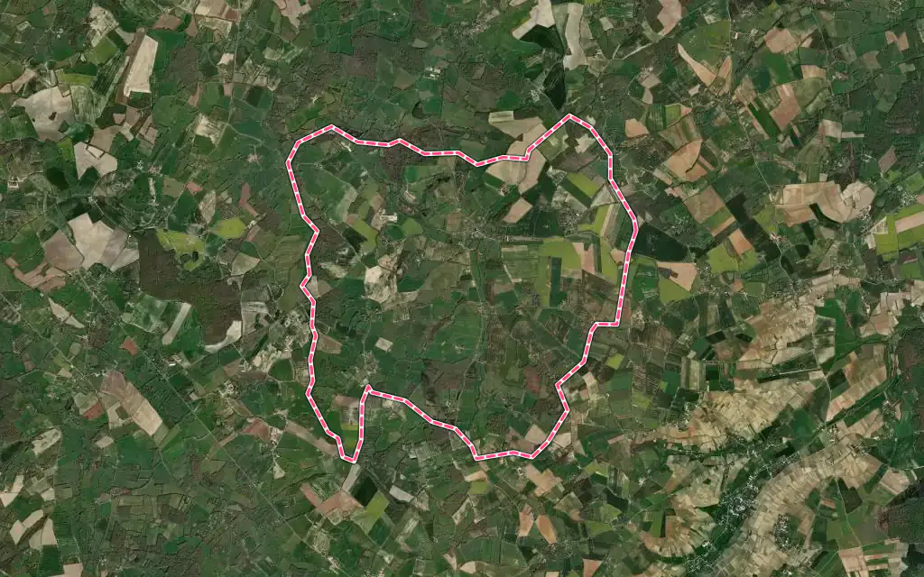 Vue satellite de Subligny avec ses contours administratifs