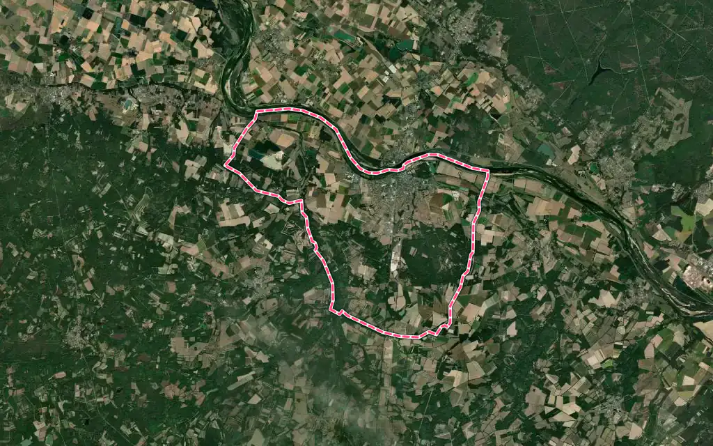 Vue satellite de Sully-sur-Loire avec ses contours administratifs