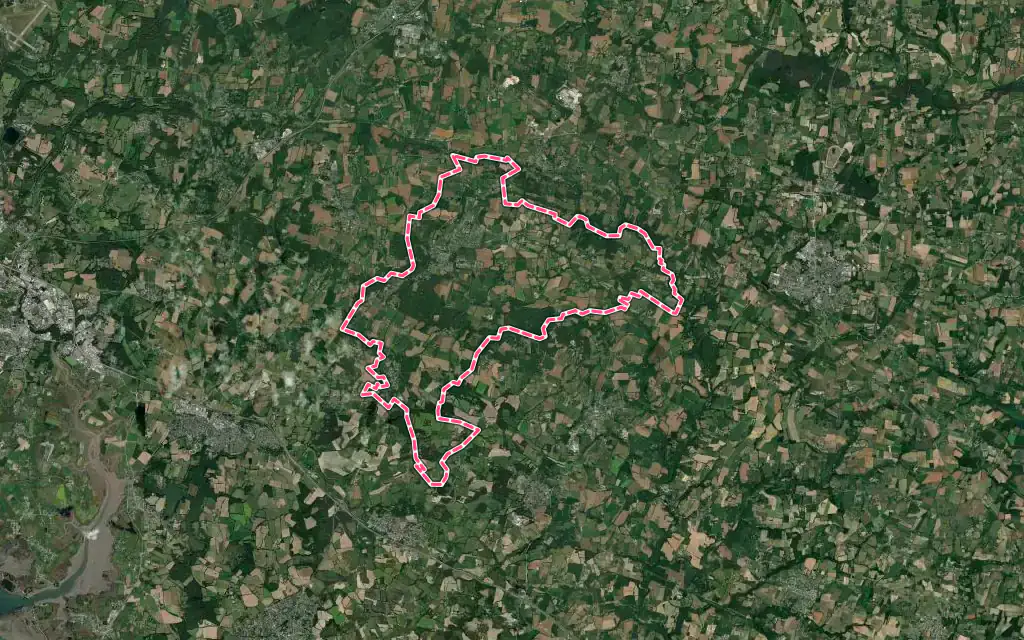 Vue satellite de Sulniac avec ses contours administratifs