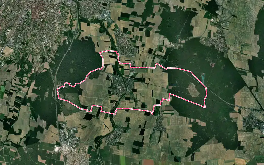 Vue satellite de Sundhoffen avec ses contours administratifs