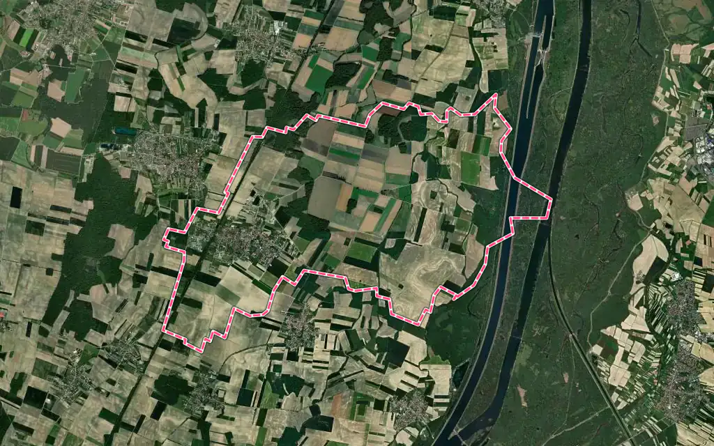 Vue satellite de Sundhouse avec ses contours administratifs