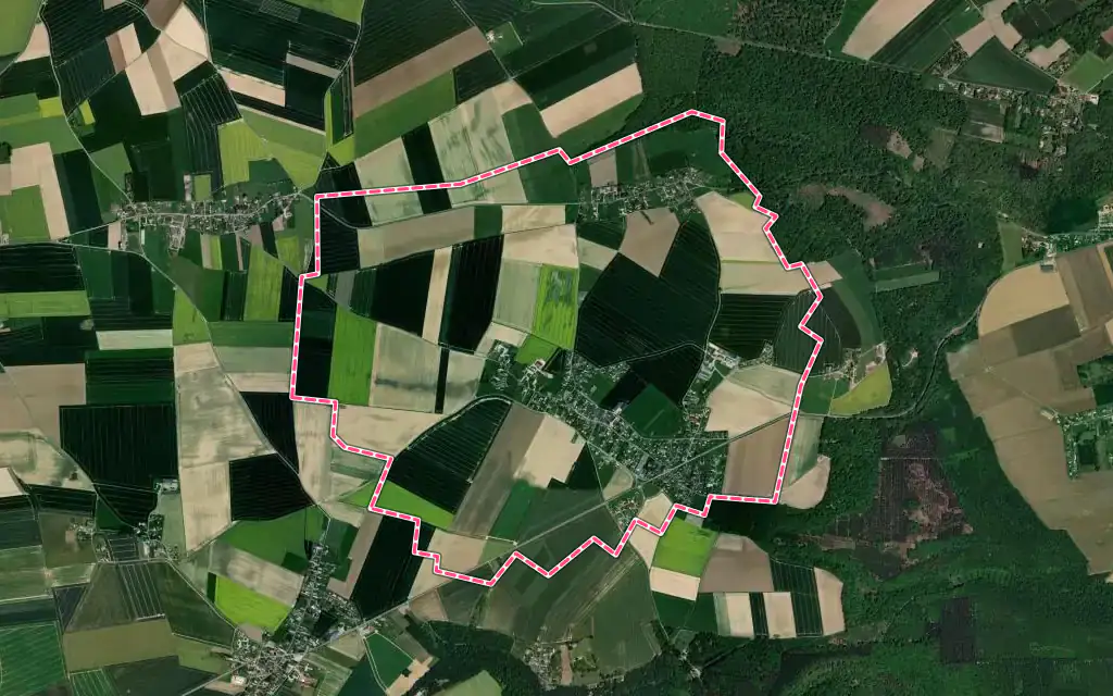 Vue satellite de Surville avec ses contours administratifs