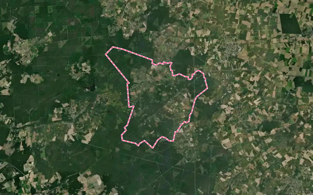 Vue satellite de Sury-aux-Bois avec ses contours administratifs