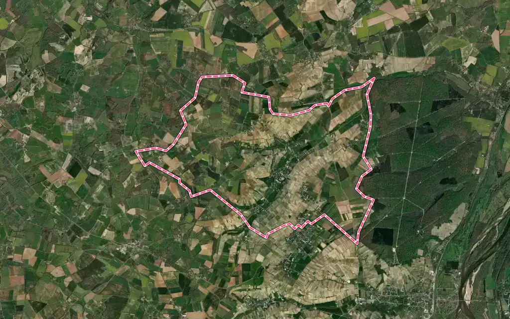 Vue satellite de Sury-en-Vaux avec ses contours administratifs