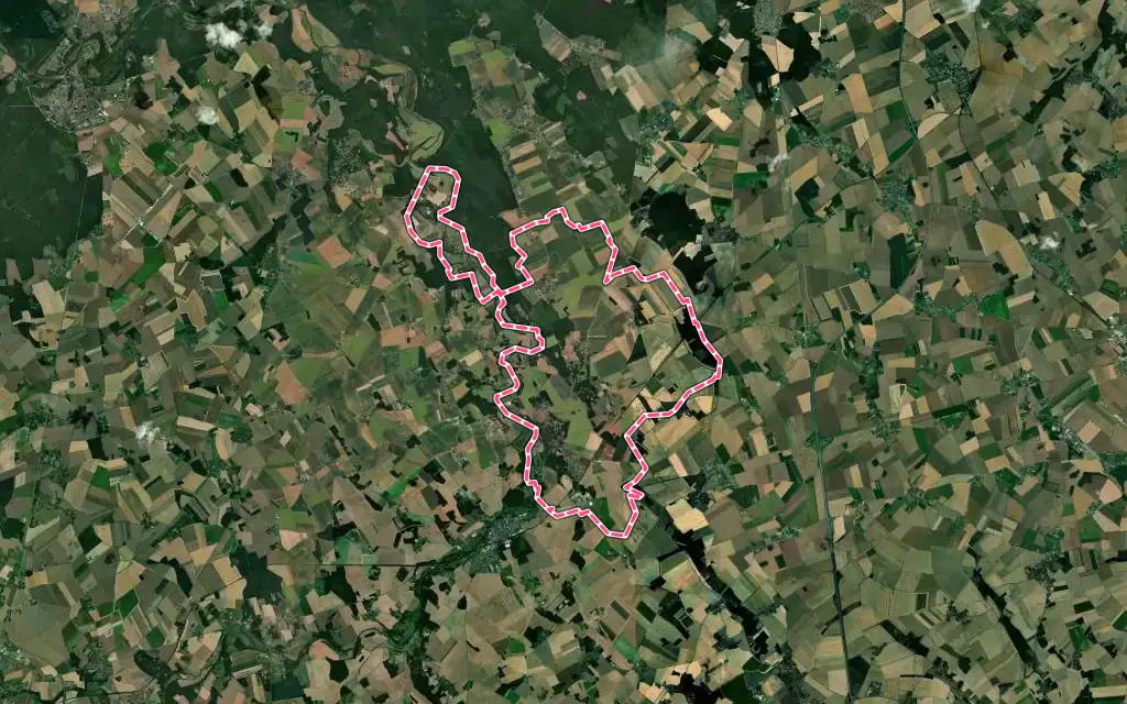 Vue satellite de Sylvains-Lès-Moulins avec ses contours administratifs