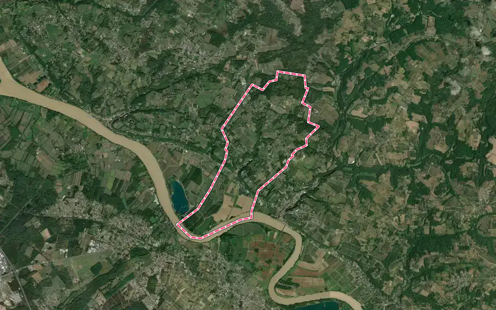 Vue satellite de Tabanac avec ses contours administratifs
