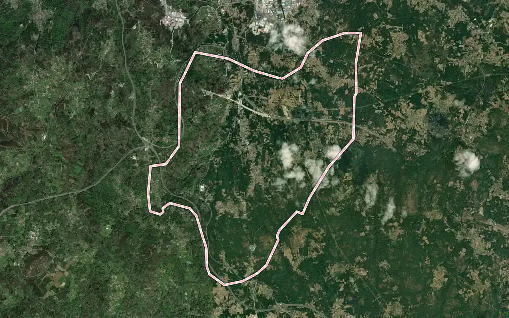 Vista satélite de Taboadela con su contorno administrativo
