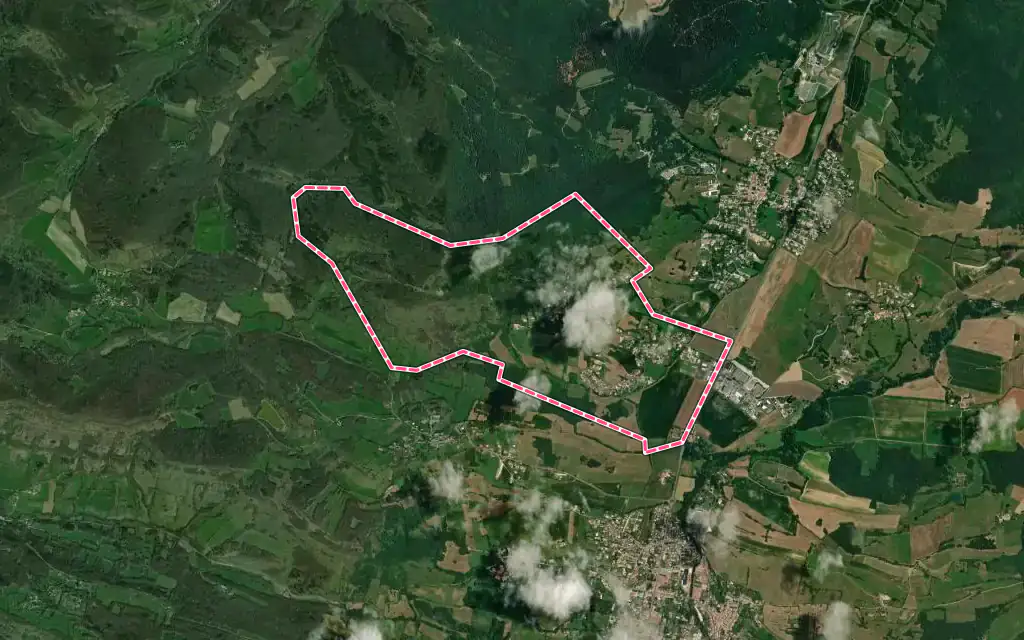 Vue satellite de Tabre avec ses contours administratifs