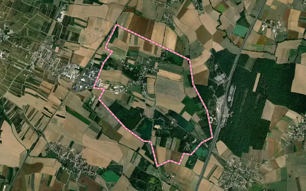 Vue satellite de Tailly avec ses contours administratifs