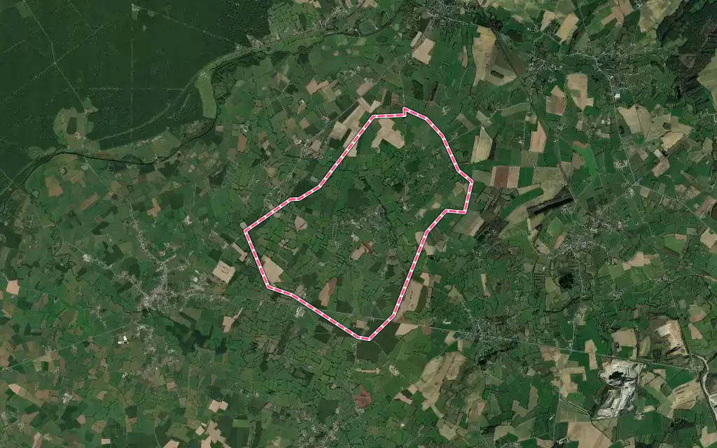 Vue satellite de Taisnières-en-Thiérache avec ses contours administratifs
