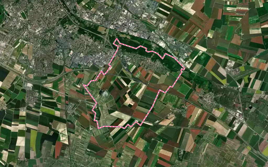 Vue satellite de Taissy avec ses contours administratifs