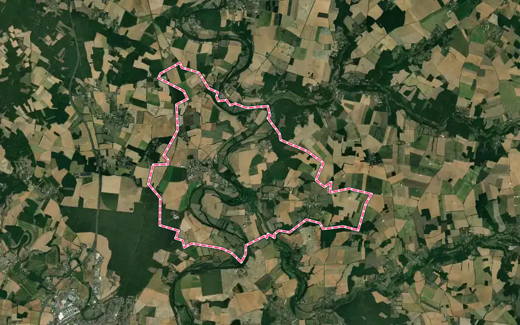 Vue satellite de Taizé-Aizie avec ses contours administratifs