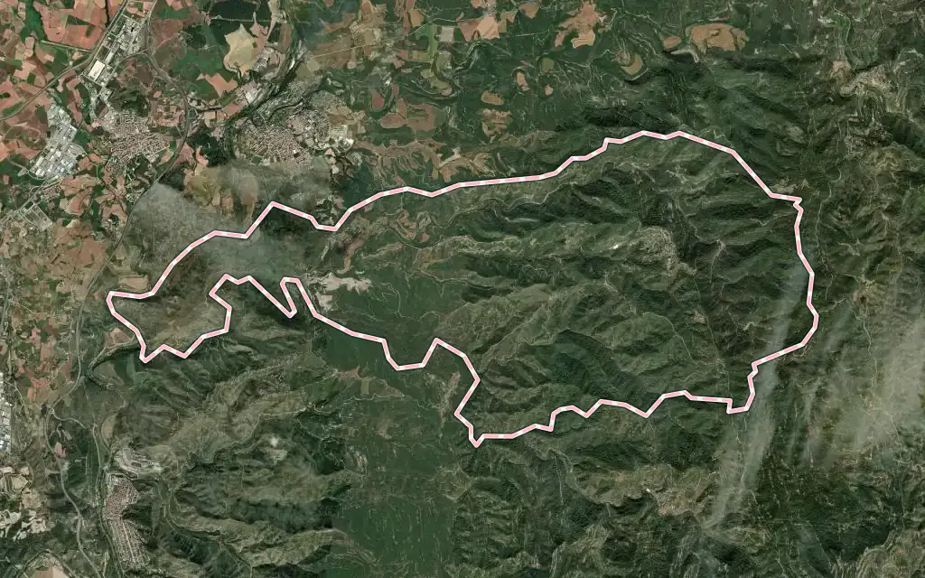 Vista satélite de Talamanca con su contorno administrativo