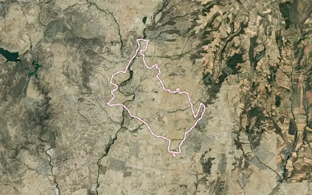 Vista satélite de Talamanca de Jarama con su contorno administrativo