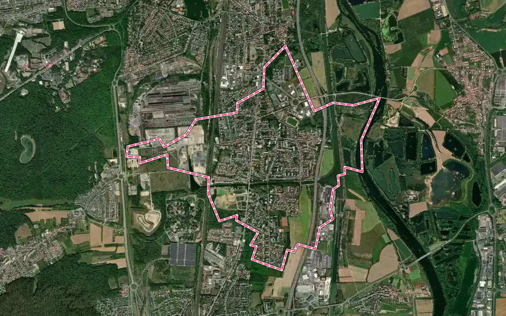 Vue satellite de Talange avec ses contours administratifs