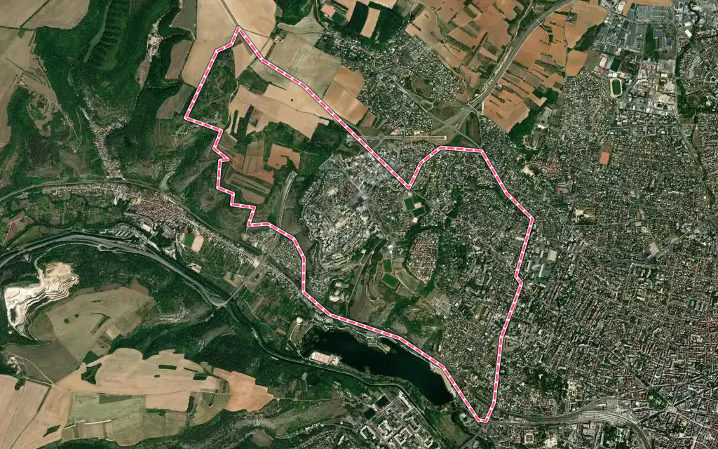 Vue satellite de Talant avec ses contours administratifs