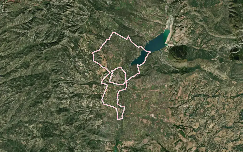 Vista satélite de Talarn con su contorno administrativo
