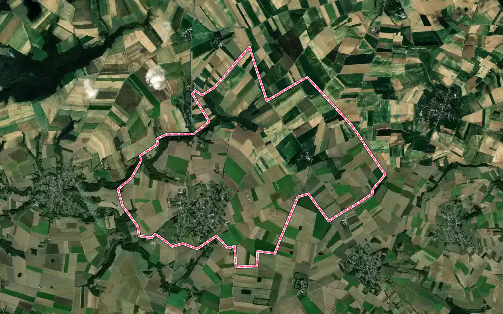 Vue satellite de Talmas avec ses contours administratifs