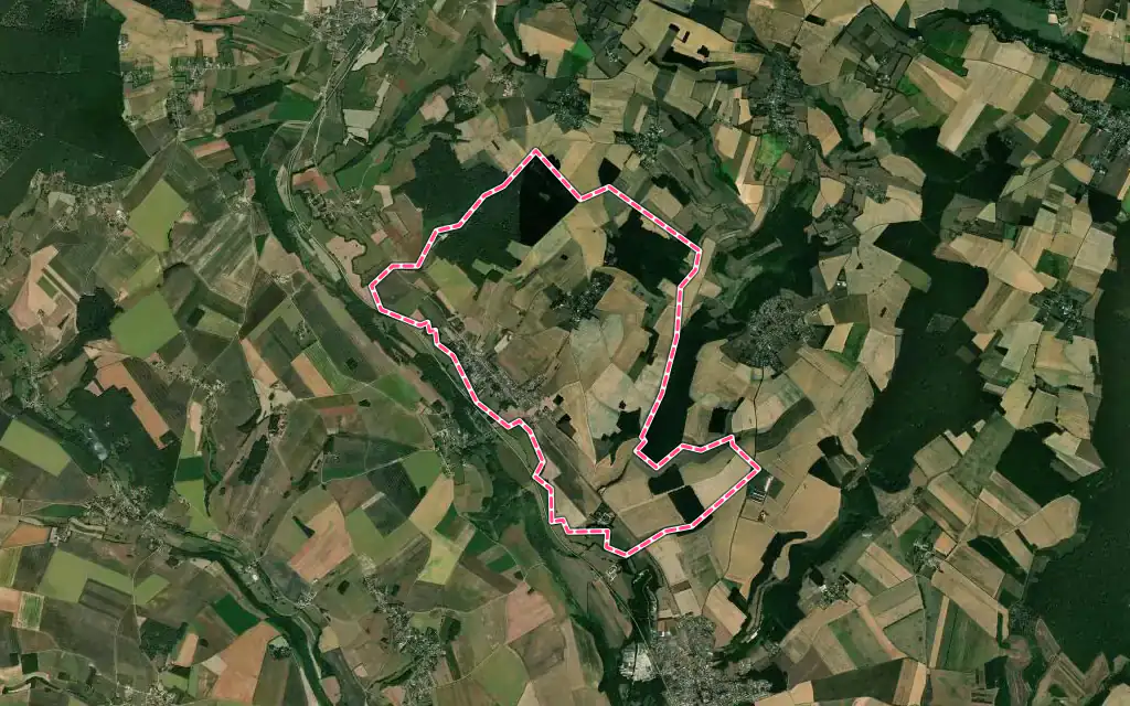 Vue satellite de Talmontiers avec ses contours administratifs