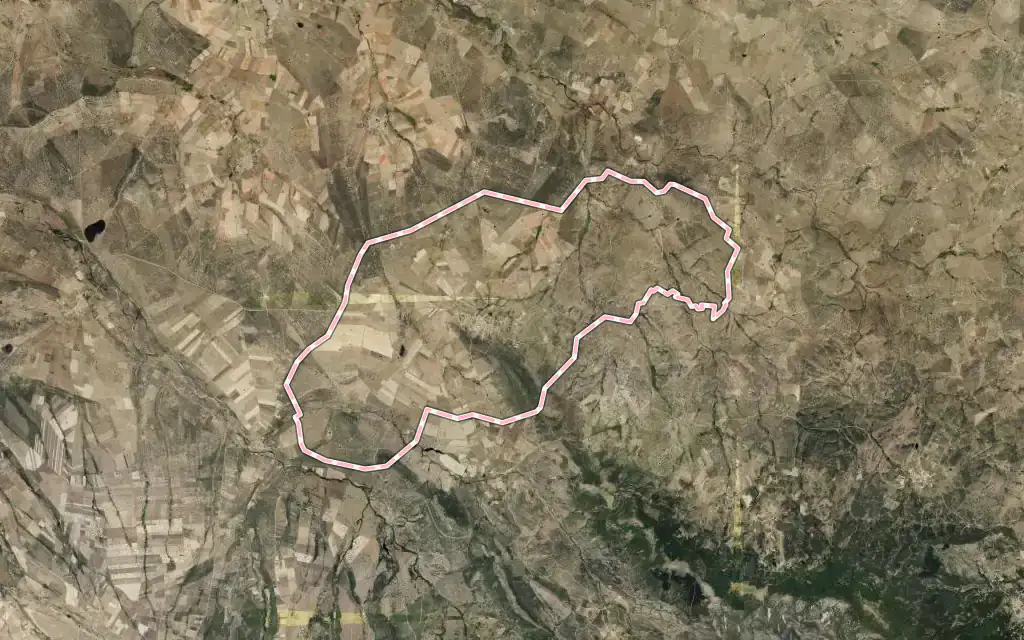Vista satélite de Tamames con su contorno administrativo