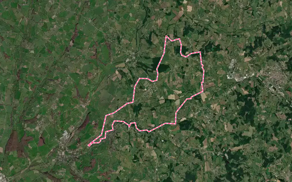 Vue satellite de Tancon avec ses contours administratifs