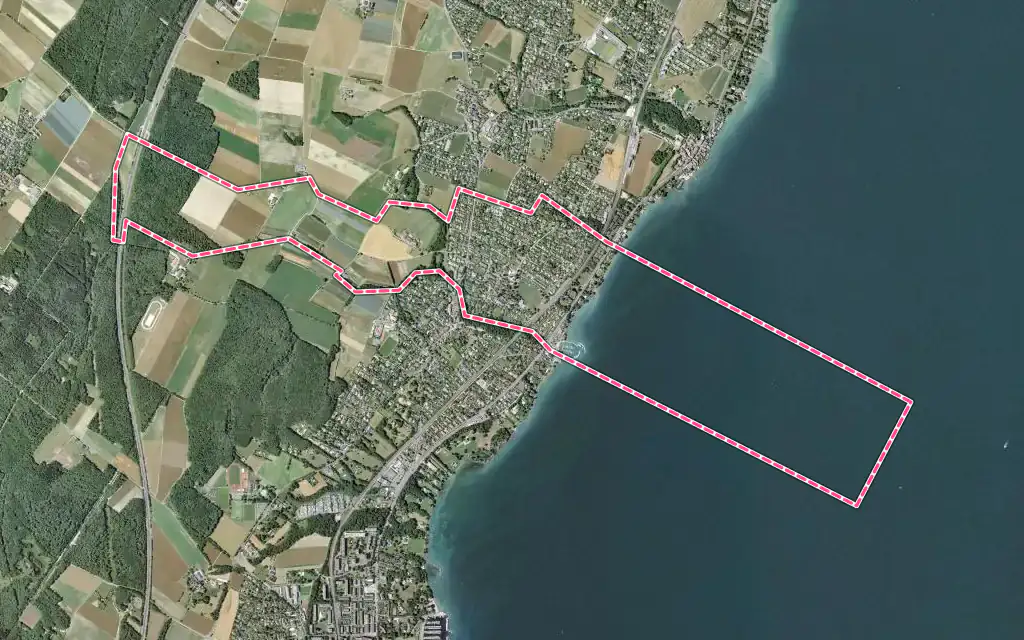 Vue satellite de Tannay avec ses contours administratifs