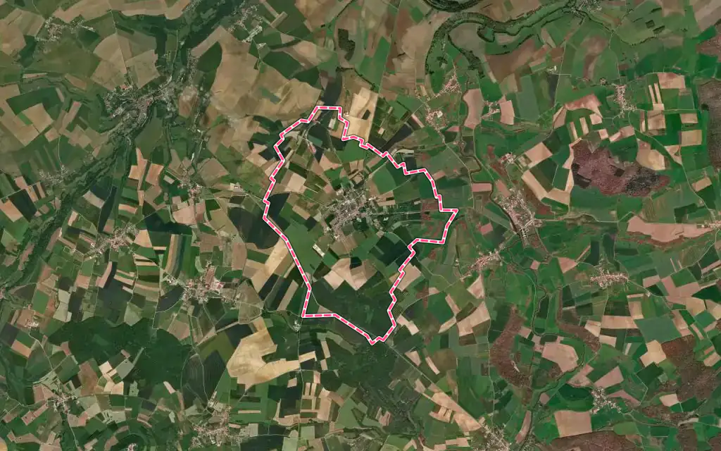 Vue satellite de Tantonville avec ses contours administratifs