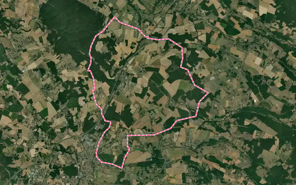 Vue satellite de Taponnat-Fleurignac avec ses contours administratifs