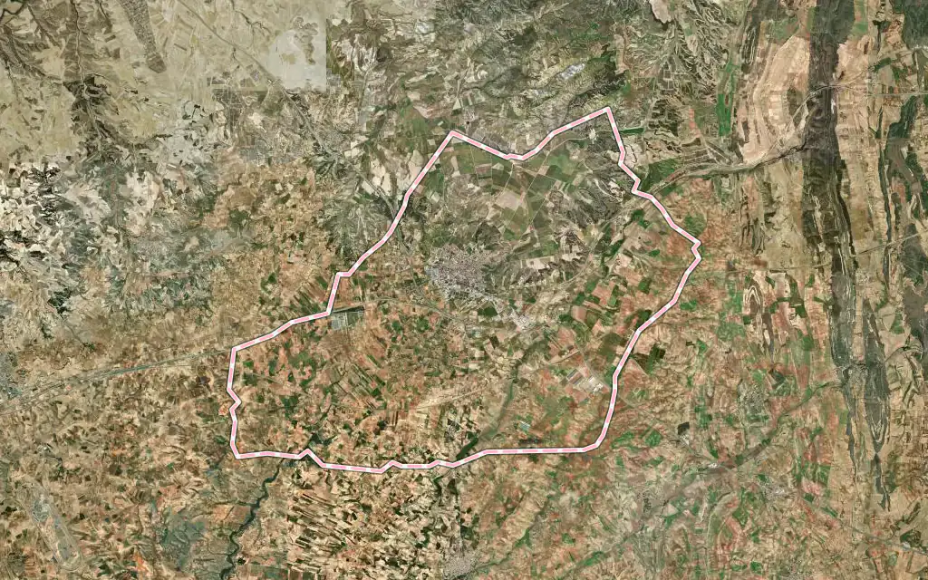 Vista satélite de Tarancón con su contorno administrativo