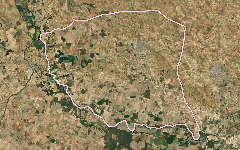 Vista satélite de Tarazona de la Mancha con su contorno administrativo