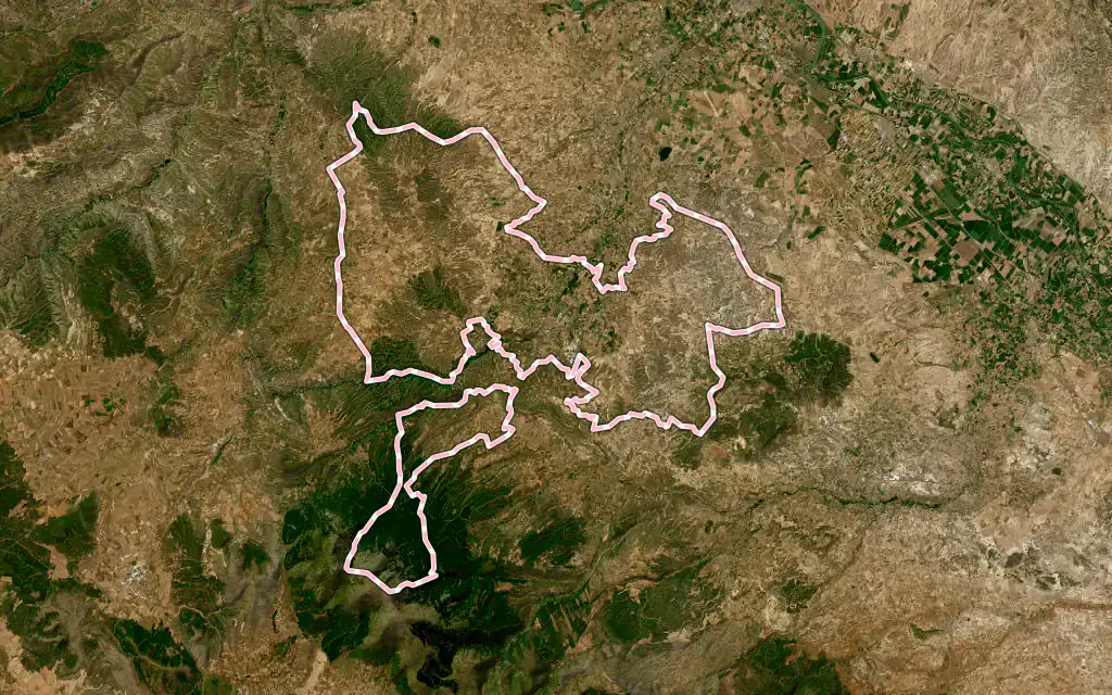 Vista satélite de Tarazona con su contorno administrativo