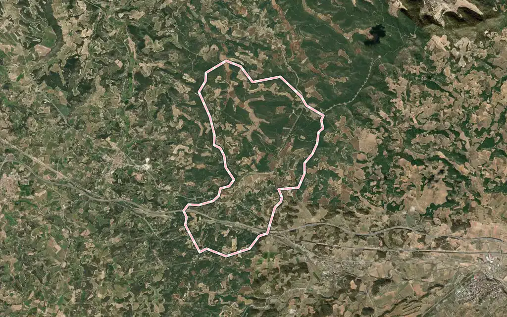 Vista satélite de Tarrés con su contorno administrativo
