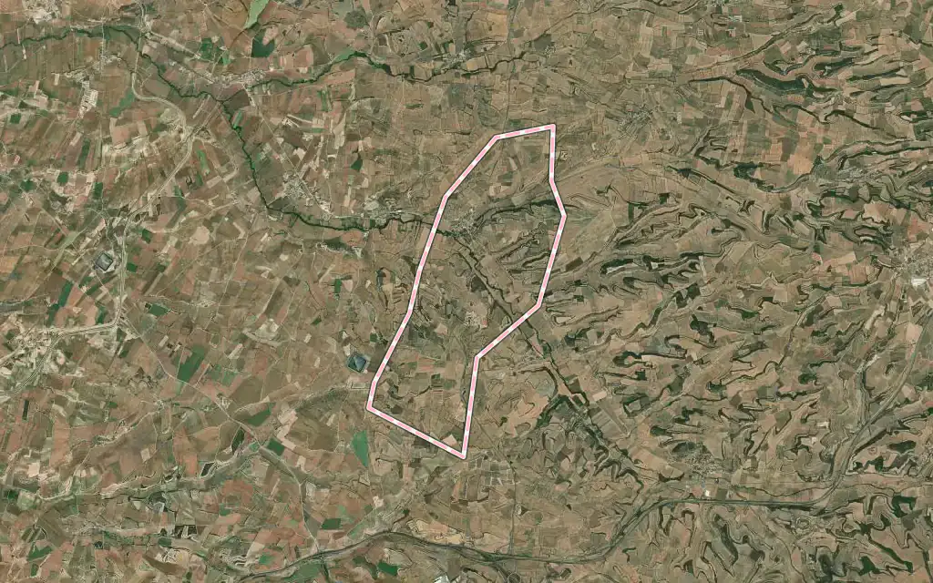 Vista satélite de Tarroja de Segarra con su contorno administrativo