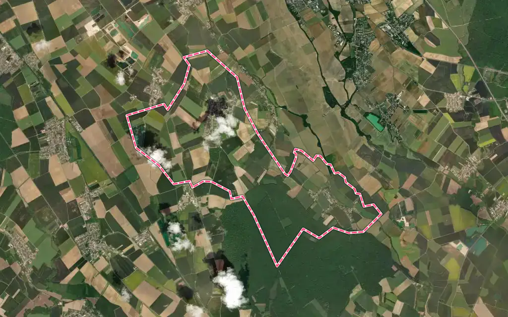 Vue satellite de Tart avec ses contours administratifs