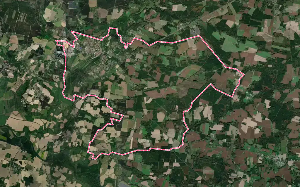 Vue satellite de Tartas avec ses contours administratifs