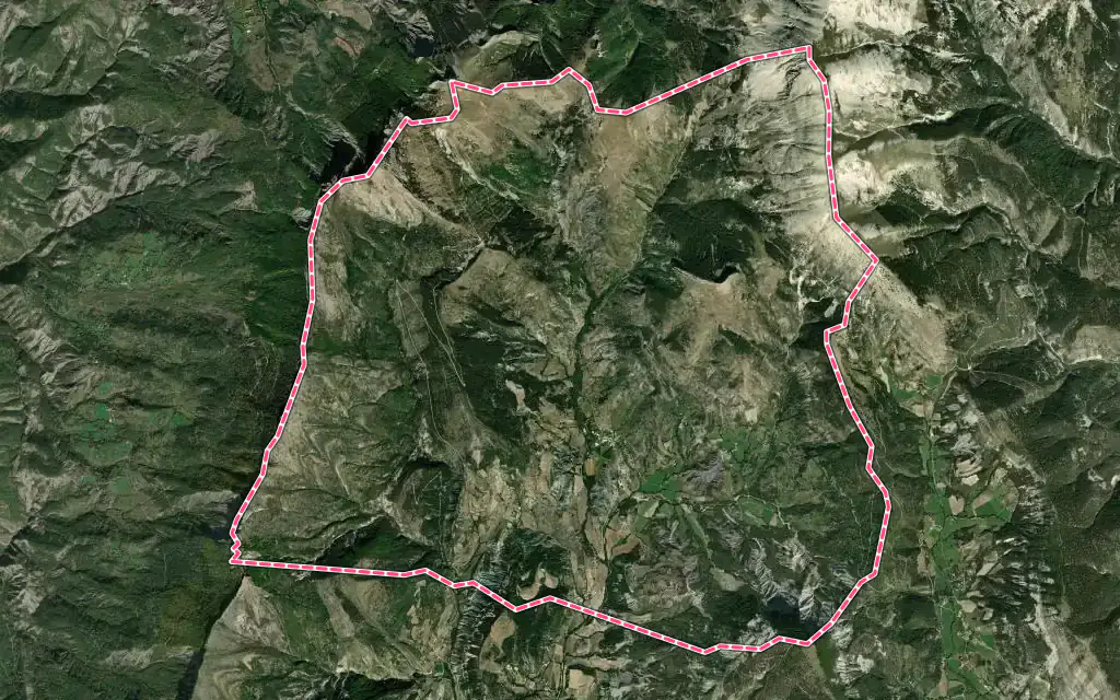 Vue satellite de Tartonne avec ses contours administratifs