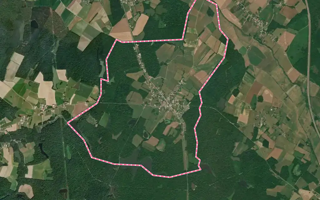 Vue satellite de Tassenières avec ses contours administratifs