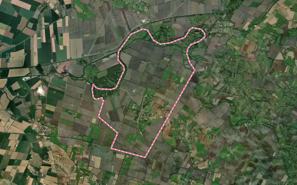 Vue satellite de Taugon avec ses contours administratifs