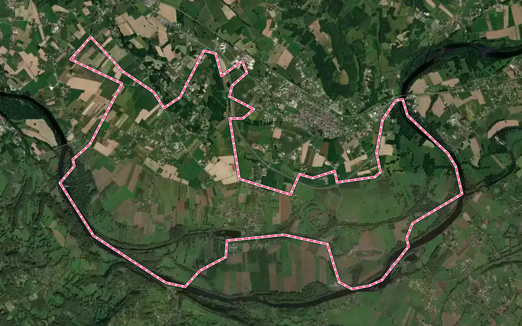 Vue satellite de Tauriac avec ses contours administratifs