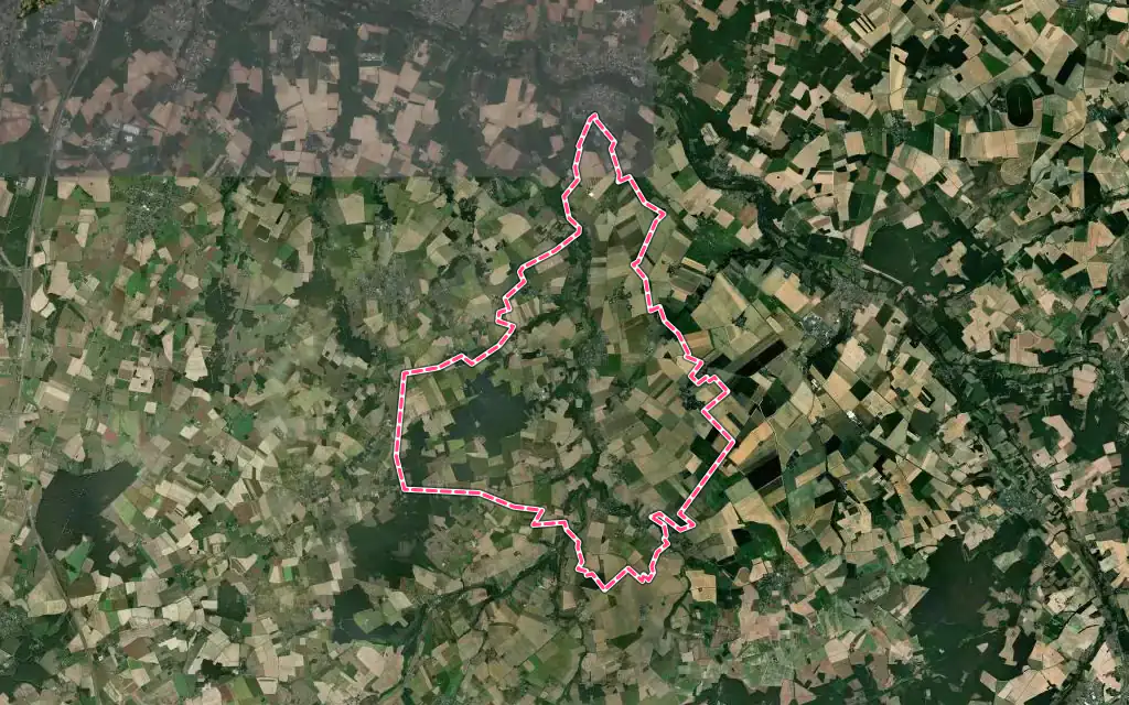 Vue satellite de Tauxigny-Saint-Bauld avec ses contours administratifs