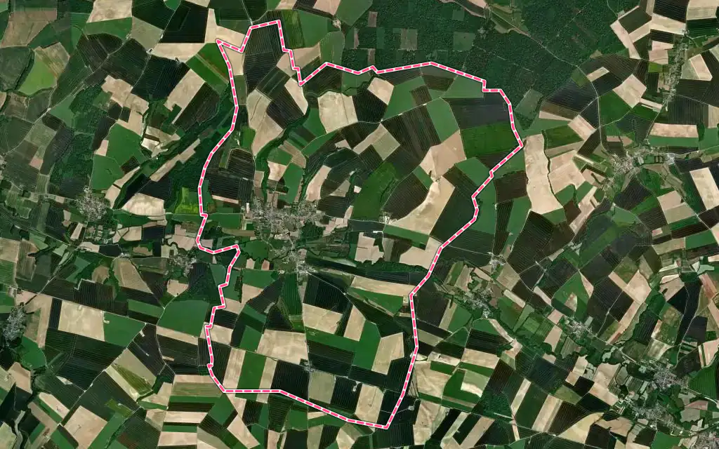 Vue satellite de Tavaux-et-Pontséricourt avec ses contours administratifs