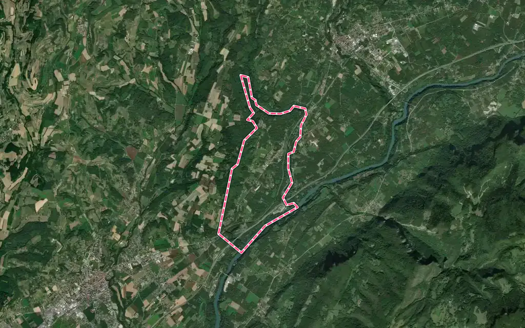 Vue satellite de Têche avec ses contours administratifs