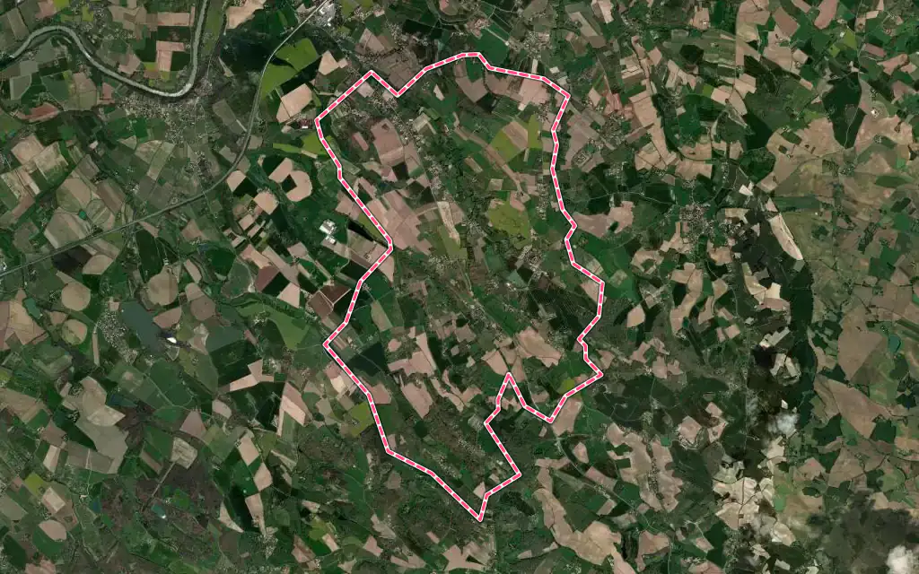 Vue satellite de Técou avec ses contours administratifs