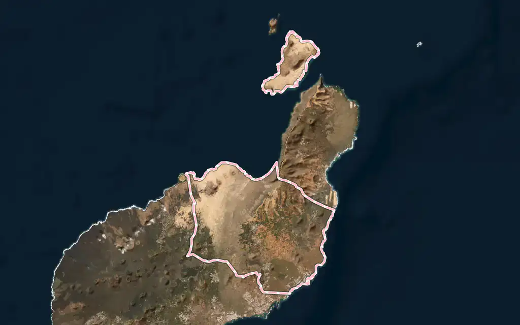 Vista satélite de Teguise con su contorno administrativo