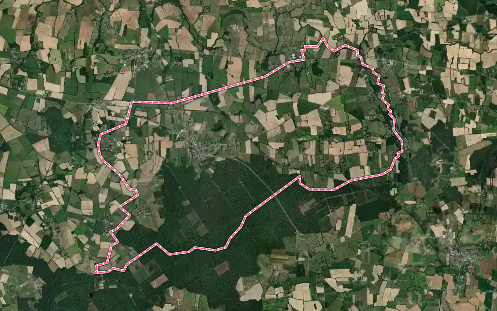 Vue satellite de Teillay avec ses contours administratifs