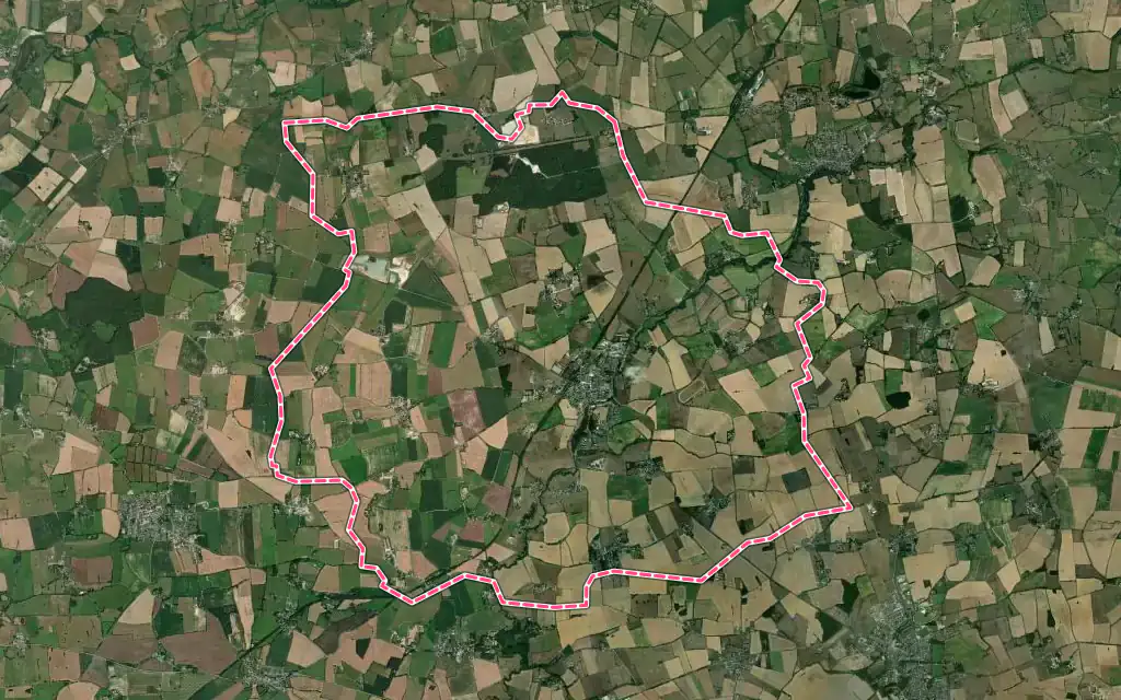 Vue satellite de Teillé avec ses contours administratifs