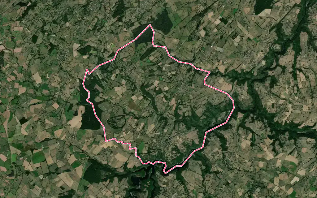Vue satellite de Teillet-Argenty avec ses contours administratifs