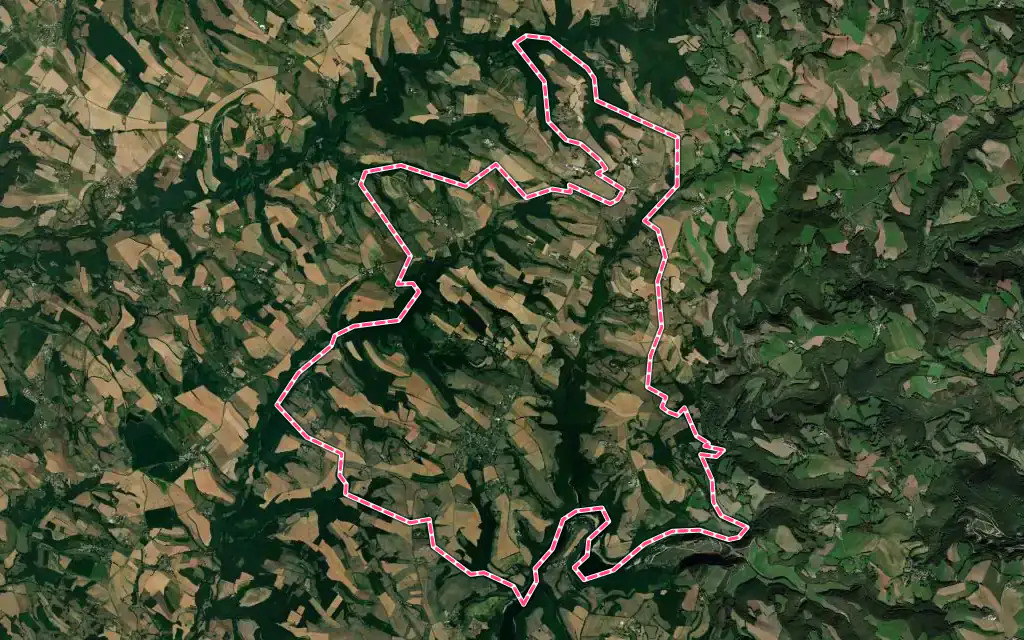 Vue satellite de Teillet avec ses contours administratifs